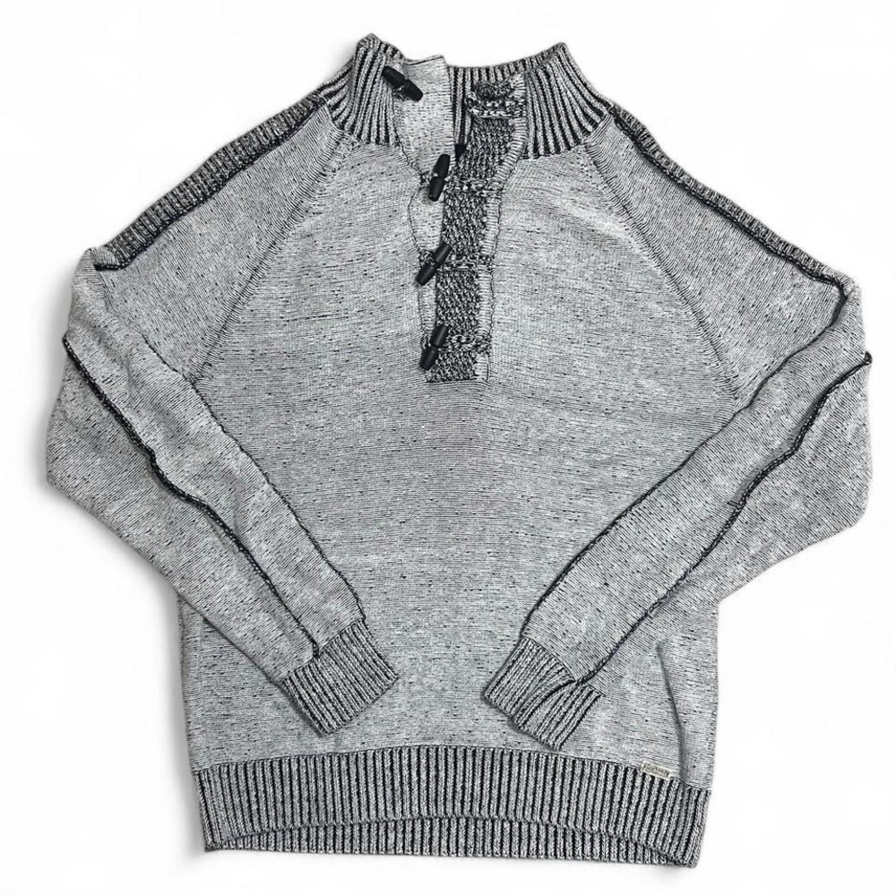 Buckle JB Holt Sweater‎ Mens Grey Pullover Medium Knitwear Quarter Style Casual